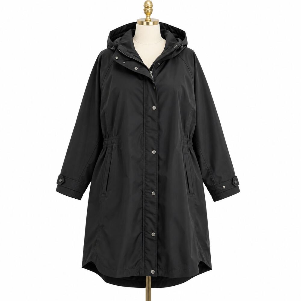 Athleta RainOut Sutro Long Trench Black Waterproof Rain Coat 2X